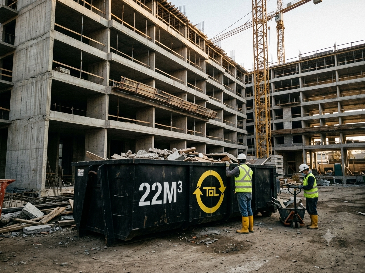 Contenedor TOL de 22 m³ en proyecto de edificación