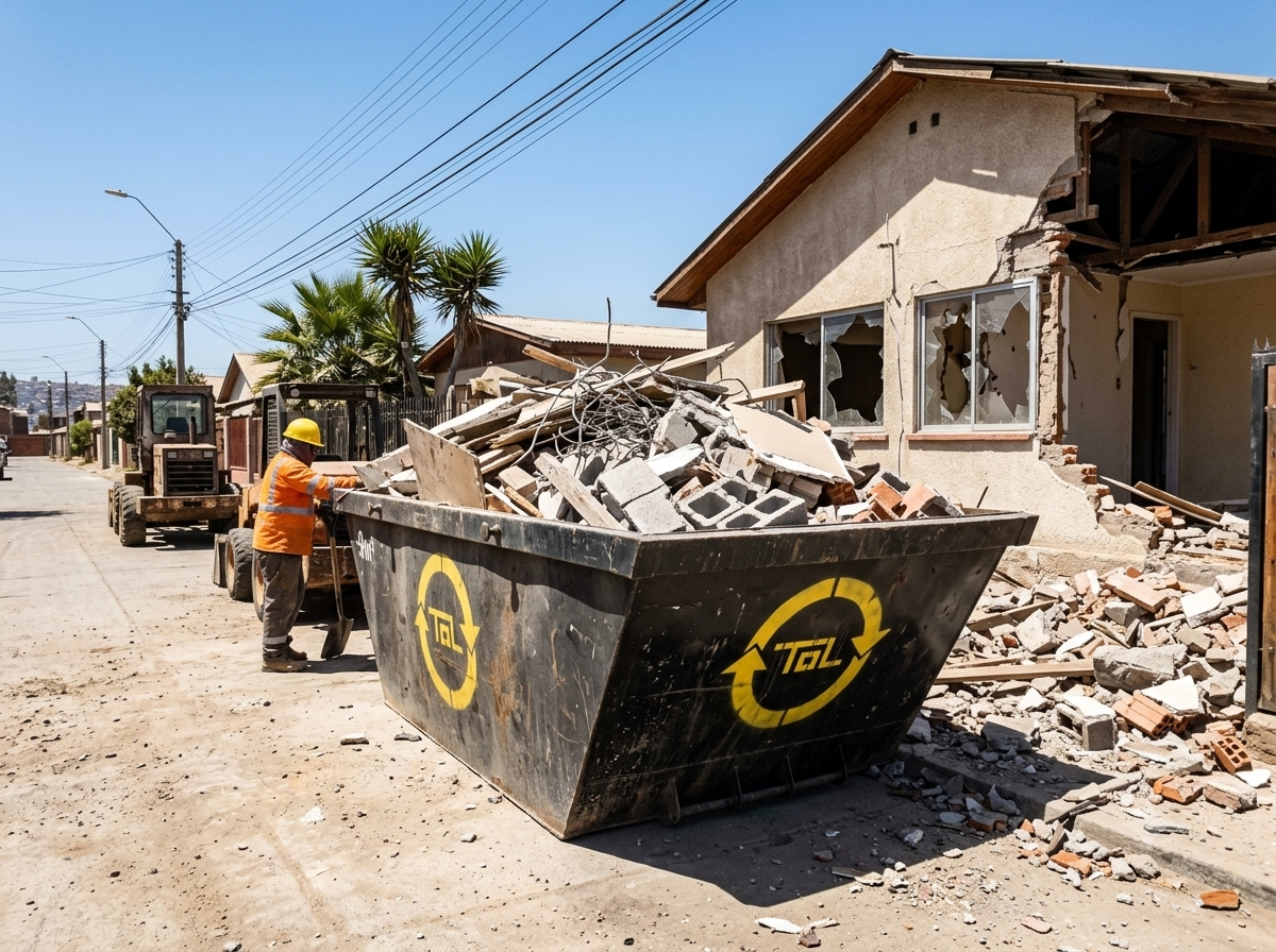 Contenedor TOL de 9 m³ con logo en demolición